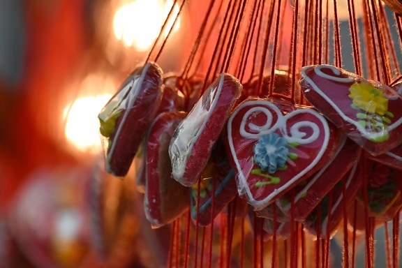 godteri, godterier, hjerte, kjærlighet, feiring, tradisjonelle, dekorasjon, festivalen, lyse, tre