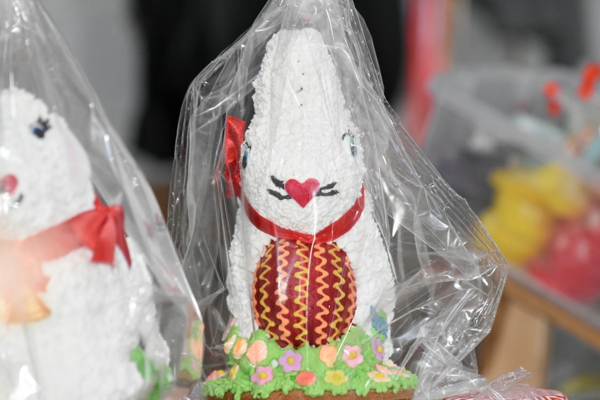 Bunny, Pâques, conteneur, sac en plastique, célébration, traditionnel, décoration, bonbons, sucre, alimentaire