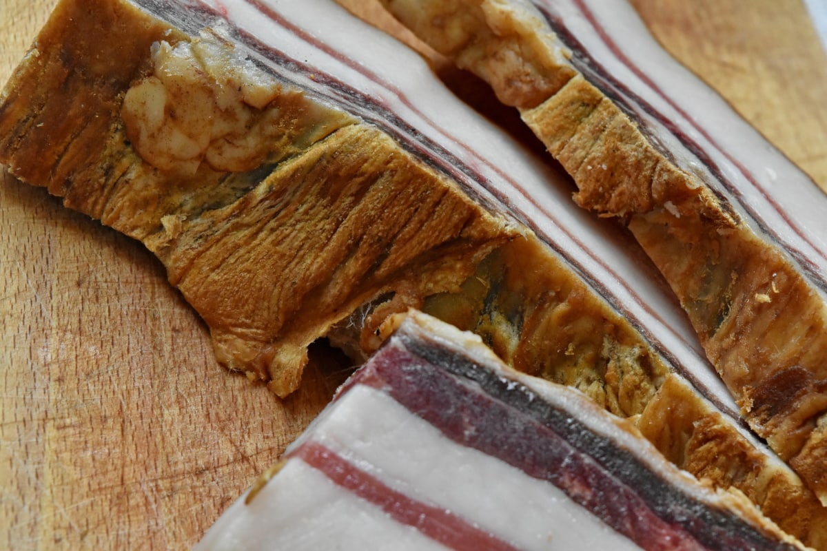 Bacon, lækker, svinekød, middag, brød, parabol, mad, plade, kød, traditionelle