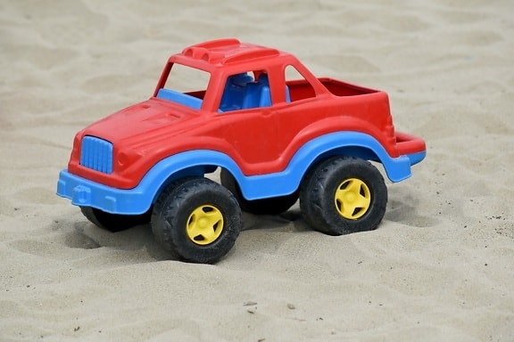 beach, jeep, plastic, sand, summer season, toy, transport, wheel, automobile, car