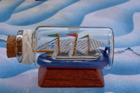 bottle, ship, toys, toyshop, cold, glass, wood, vintage, container, wooden