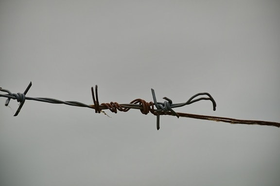 metal, rust, security, barbed wire, fence, precision, outdoors, cloud, technology, transportation