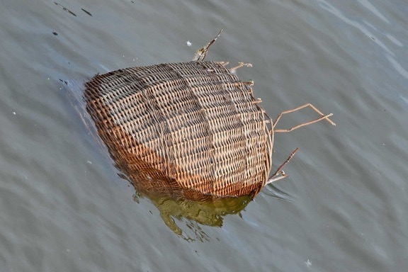 flood, garbage, wicker basket, wood, water, nature, lake, river, reflection, environment