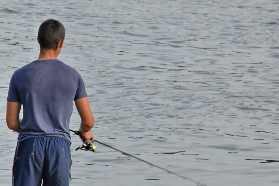 渔具, 钓飞鱼, 体育, 渔夫, 水, 人, 湖, 娱乐, 人, 反射