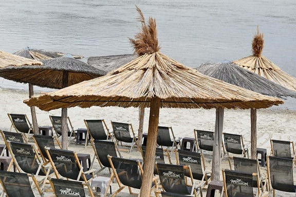 strand, parasol, tropische, Resort, dak, water, vakantie, kust, houten, zomer