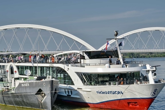 bridge, cruise ship, tourism, tourist attraction, transport, ship, vehicle, sea, yacht, sailboat