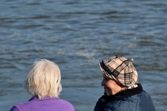 elderly, grandmother, togetherness, water, sea, leisure, river, outdoors, people, lake