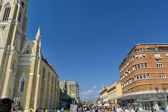 тълпата, в центъра, хора, Туризъм, туристически, туристическа атракция, катедрала, сграда, кула, архитектура