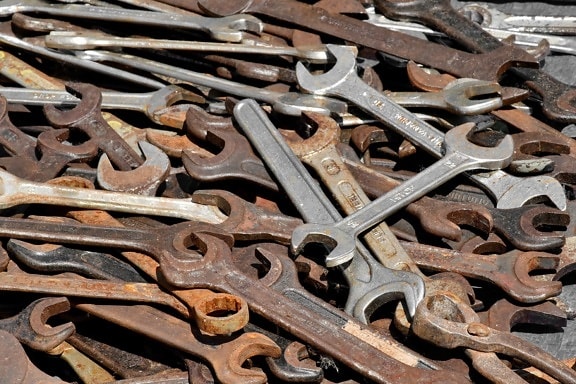 ручний інструмент, інструмент, гайкового ключа, іржі, сталі, залізо, Старий, металеві, Текстура, промисловість