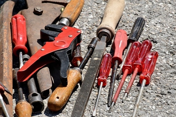 tång, skruvmejsel, skiftnyckel, utrustning, verktyg, handverktyget, industrin, stål, järn, reparera