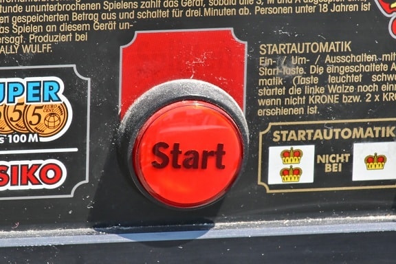botão, vermelho, início, aviso, negócios, texto, perigo, sinal, estrada, de emergência