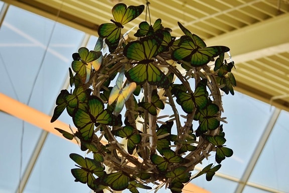 sommerfugl, dekoration, interiør dekoration, lampe, pære, træ, natur, udendørs, dagslys, blomst