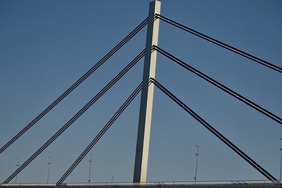 pont suspendu, fil, structure, tour, câble, électricité, en acier, architecture, technologie, Ville