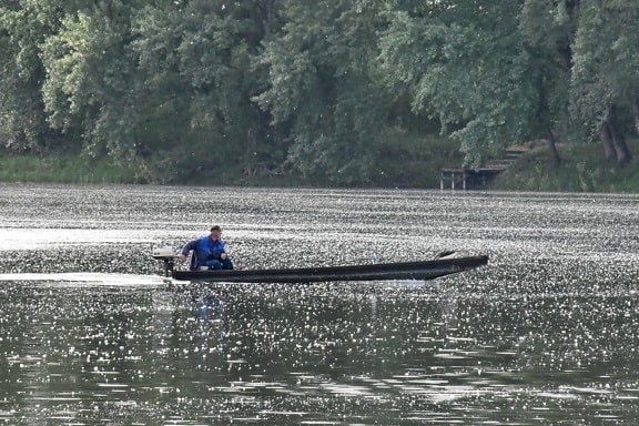 fisherman, man, water, boat, river, watercraft, recreation, vehicle, lake, action