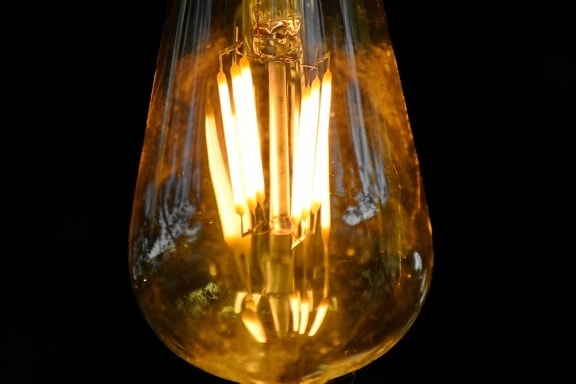 wire, light bulb, dark, lamp, glass, light, illuminated, bright, electricity, shining