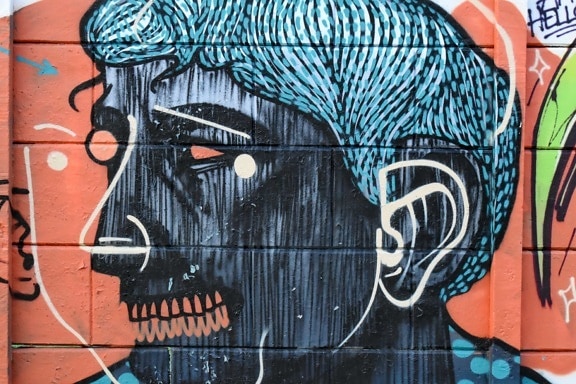 portré, nő, graffiti, rongálás, kreativitás, Művészet, fal, Festékszóró, utca, illusztráció
