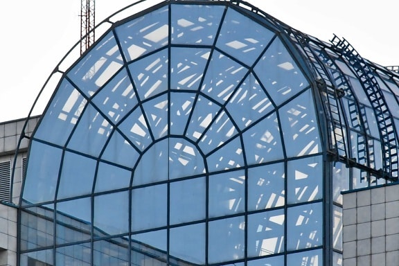átrio, futurista, reflexão, telhado, glass, cúpula, edifício, arquitetura, estrutura, janela