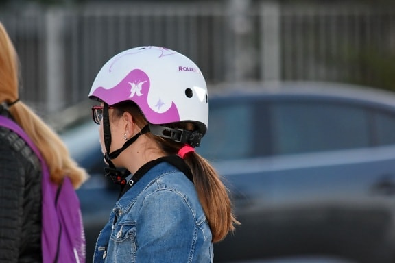 велосипедов, очки, Школяр, школьница, Спорт, Улица, шлем, Портрет, на открытом воздухе, девушка