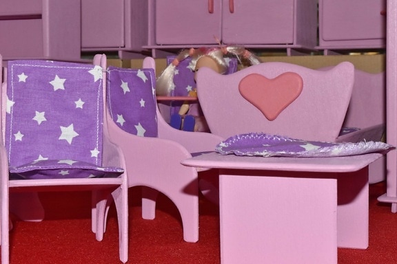 стіл, ляльки, ручної роботи, іграшки, сидіння, інтер'єр, Меблі, в приміщенні, Стілець, кімната
