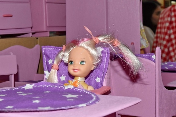 doll, room, table, indoors, furniture, fun, portrait, chair, toy, lifestyle