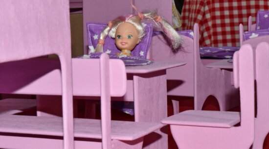 craft, doll, furniture, room, kid, child, indoors, chair, table, girl