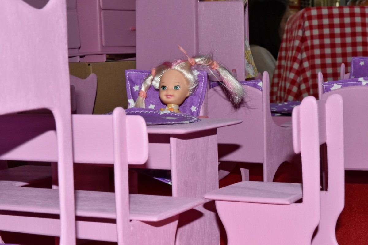 Puppe, Möbel, handgefertigte, Spielzeug, Haus, Stuhl, Zimmer, Tabelle, drinnen, Sitz