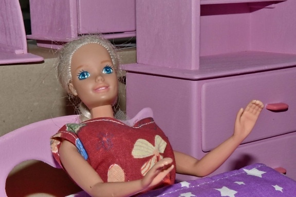 Спальня, Меблі, ручної роботи, рожево, іграшки, Дівчина, люди, ляльки, кімната, в приміщенні