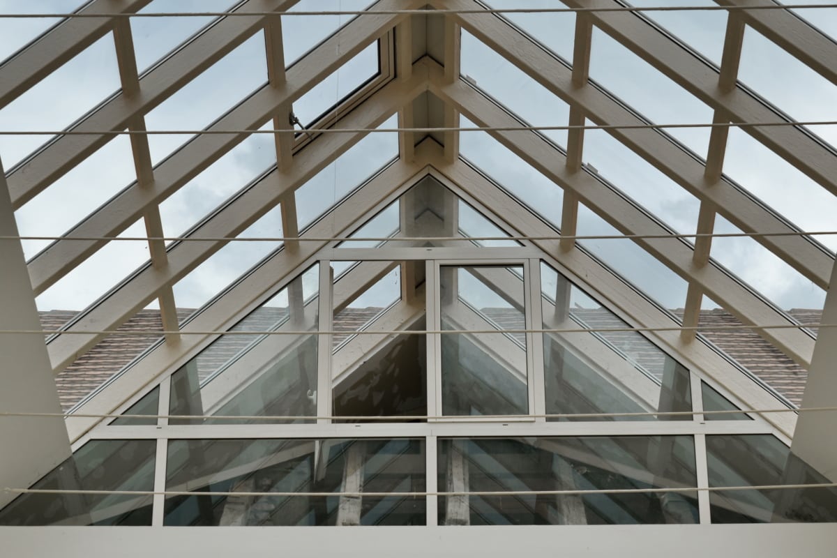 Atrium, techo, metal, techo, acero, ventana, estructura, construcción, arquitectura, punto de vista