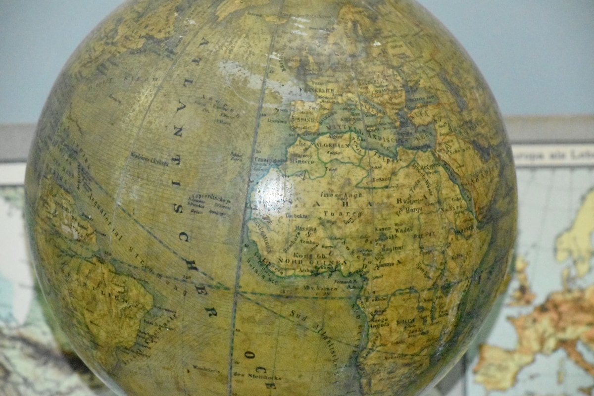 Geografie, mapa, koule, staré, Atlas, starožitnost, symbol, glóbus, země, svět