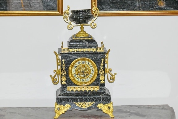 Starověk, barokní, hodiny, ručně vyráběné, mramor, umění, luxusní, starověké, staré, architektura