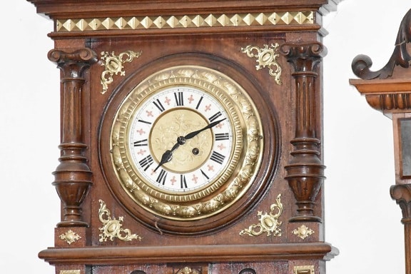 analog klokke, barokk, håndlaget, tre, klokke, timepiece, tid, antikk, minutt, gamle