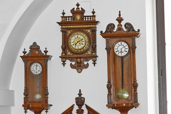 analog clock, antiquity, baroque, carving, details, handmade, wall, time, antique, clock