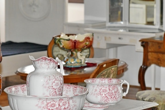 porcelana, bule de chá, design de interiores, Copa, utensílios de mesa, café, pequeno-almoço, tabela, dentro de casa, móveis