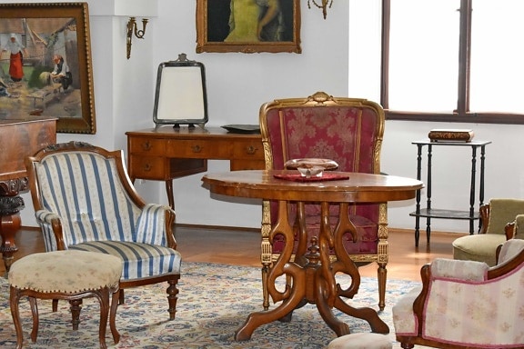 antyk, popielniczka, barok, biurko, luksusowe, Dywan, Projektowanie wnętrz, krzesło, Pokój, Fotel