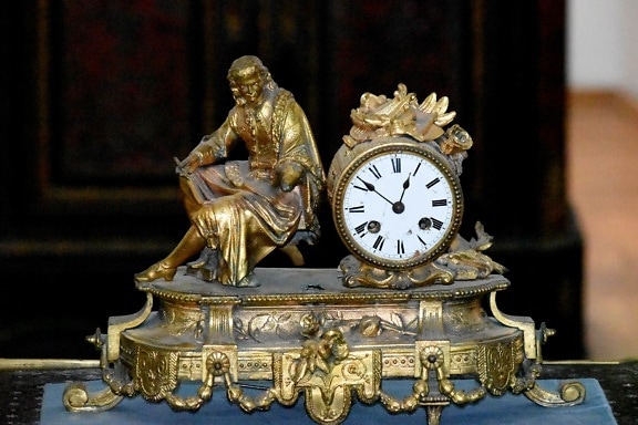 นาฬิกาอะนาล็อก, สมัยโบราณ, บาโร, ทองเหลือง, หรูหรา, ประติมากรรม, นาฬิกา, โบราณ, เก่า, บรอนซ์
