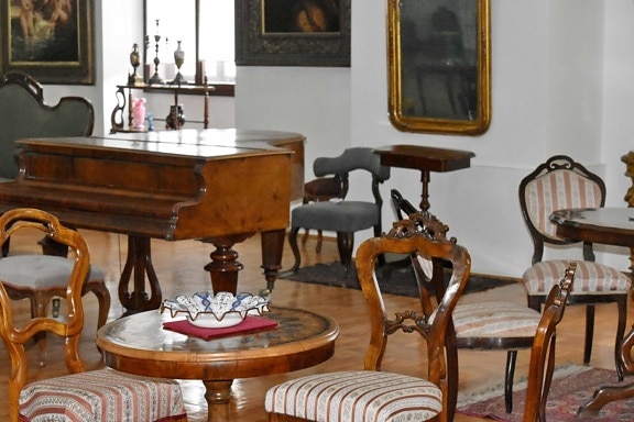 barokk, komfortabel, rom, interiørdesign, møbler, stol, hjem, huset, tabell, sete