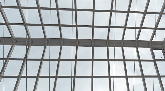 Atrium, střecha, okno, sklo, budova, okno, architektura, moderní, geometrický, ocel
