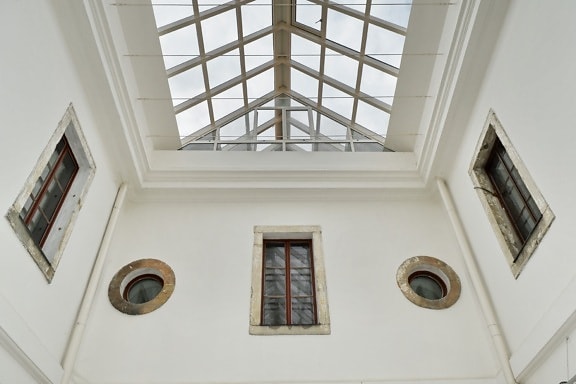architektonický styl, Atrium, muzeum, perspektiva, zeď, okno, uvnitř, rámec, strop, budova