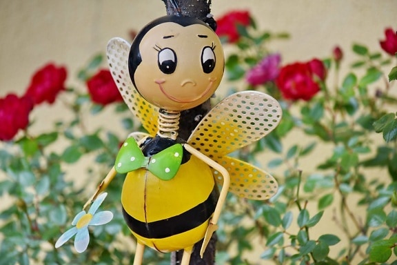 honeybee, metal, toy, vintage, nature, art, flower, funny, summer, sketch