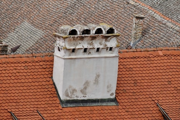 chimney, roof, brick, architecture, building, old, urban, wall, tile, house