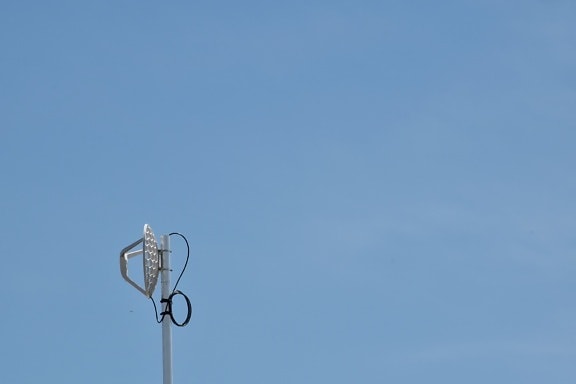 antenna, radio antenna, radio receiver, nature, high, blue sky, outdoors, wind, electricity, light