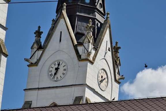 blauer Himmel, Kirchturm, gotisch, Dach, Turm, Kirche, Zeiger, Hand, Erstellen von