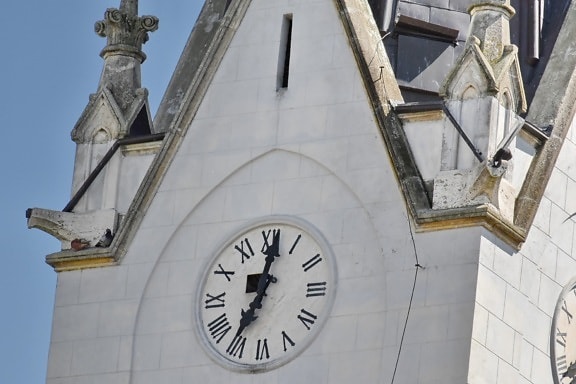 Torre da igreja, relógio, fachada, Gótico, mármore, relógio, Torre, arquitetura, Ponteiro, relógio analógico