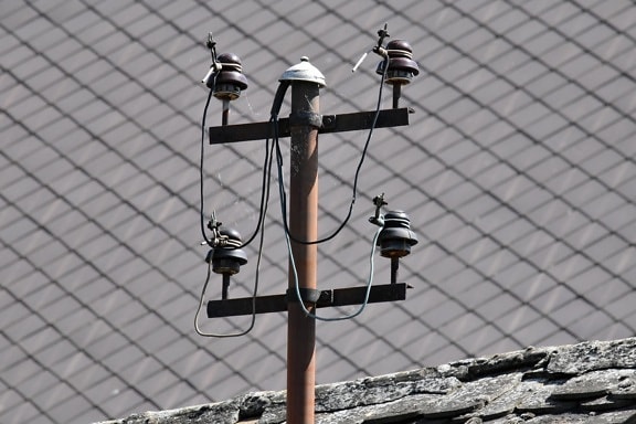 çatı, Gerilim, kablo, Tel, Elektrik, yüksek, ışık, eski, sokak, açık havada
