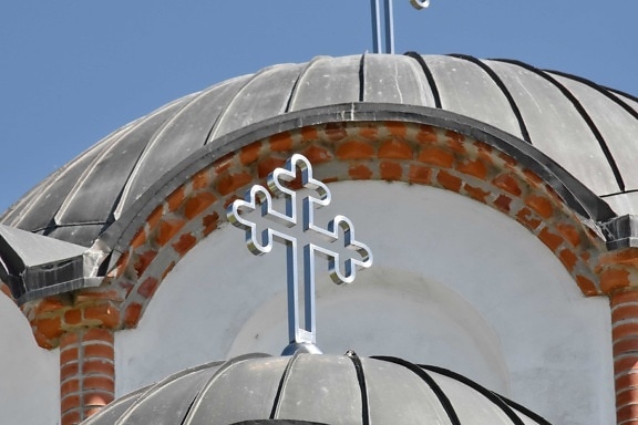 cross, silver, dome, roof, architecture, outdoors, old, building, steel, traditional