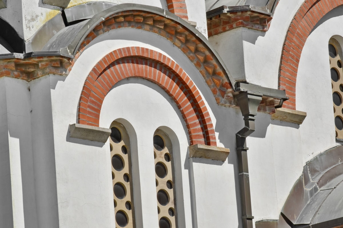 oblouk, byzantské, okno, struktura, budova, architektura, venku, kostel, staré, tradiční