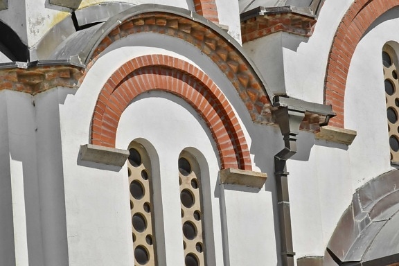 boog, Byzantijnse, venster, structuur, gebouw, het platform, buitenshuis, kerk, oude, traditionele