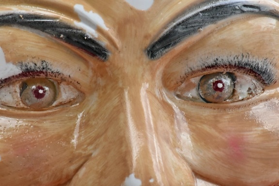 Maska, plastikowy, oko, gałka oczna, skóry, twarz, portret, włosy, sztuka, mężczyzna