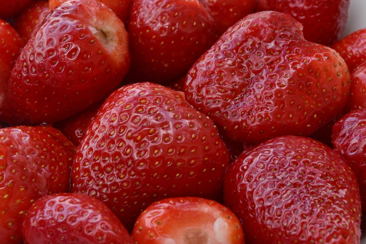 detaljer, rødlig, jordbær, frukt, bær, bær, kalori, fargerike, deilig, dessert
