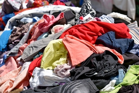 vêtements, coloré, de nombreux, à pied, marché, pile, chemise, Textil, Shopping, stock